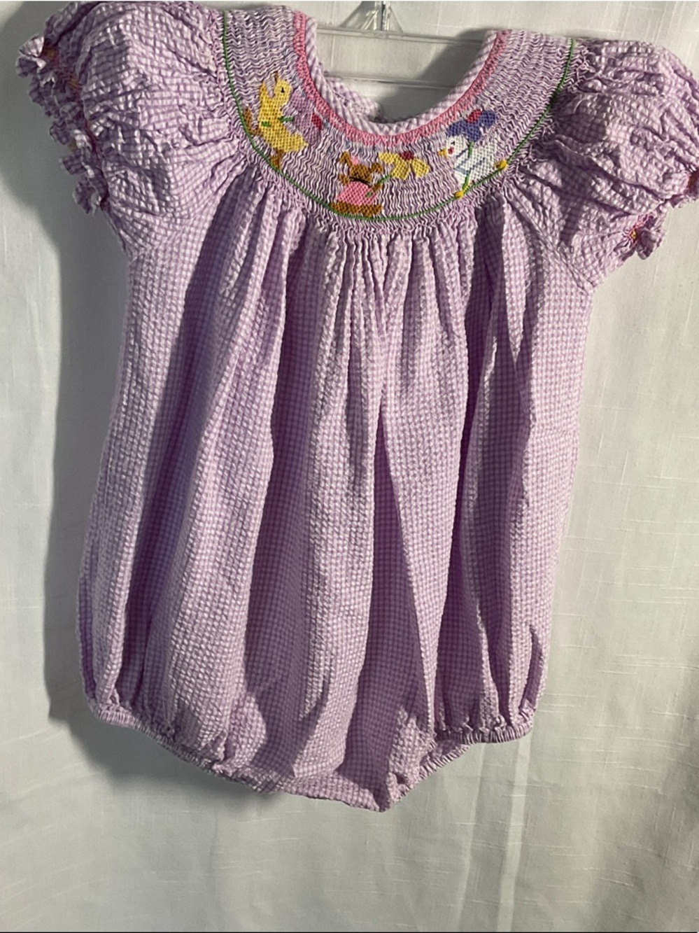 Children's Remember Nguyen Lavender and white small checkGingham One-Piece - 9 m